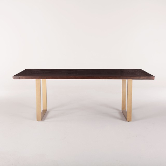 84 Dining Table Reclaimed Neem Wood Iron Dark Walnut Antique Gold 84 Dining Table Reclaimed Neem Wood Iron Dark Walnut Antique Gold Finish Contemporary Tables By World Bazaar Outlet
