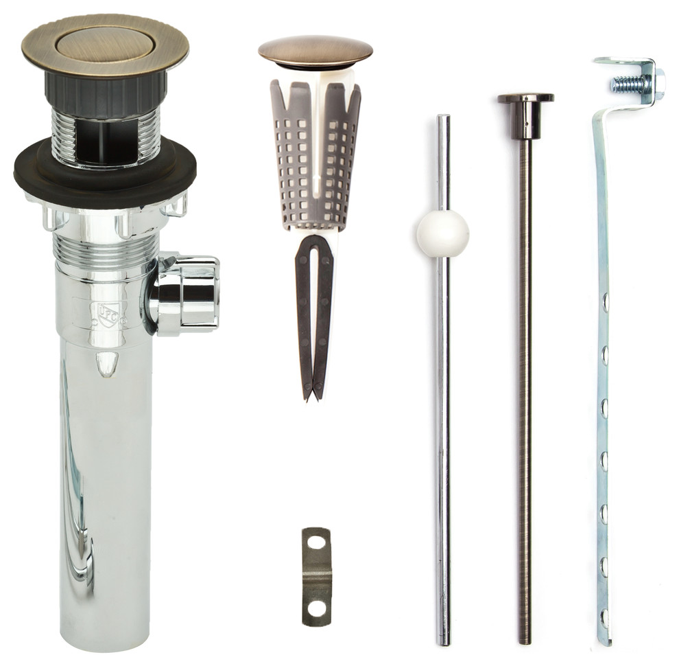 SinkSTRAIN Never Clog, Hair Catcher PopUp Drain, Chrome Body With