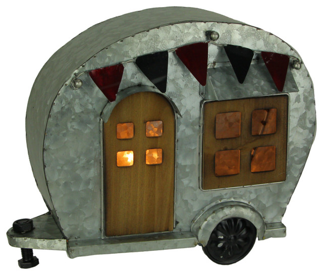 Rustic Galvanized Metal Art Vintage Camper Van Accent Lamp