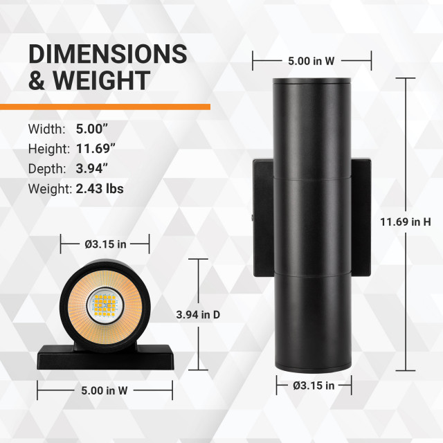 20W Up Down LED Wall Sconce, Set of 2 - Modern - Outdoor Wall Lights ...