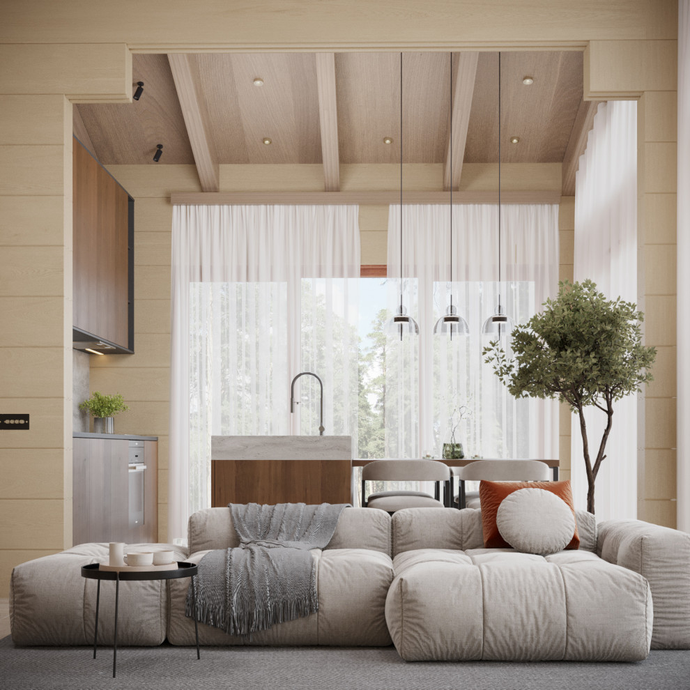 Дизайн интерьера дома из клееного бруса