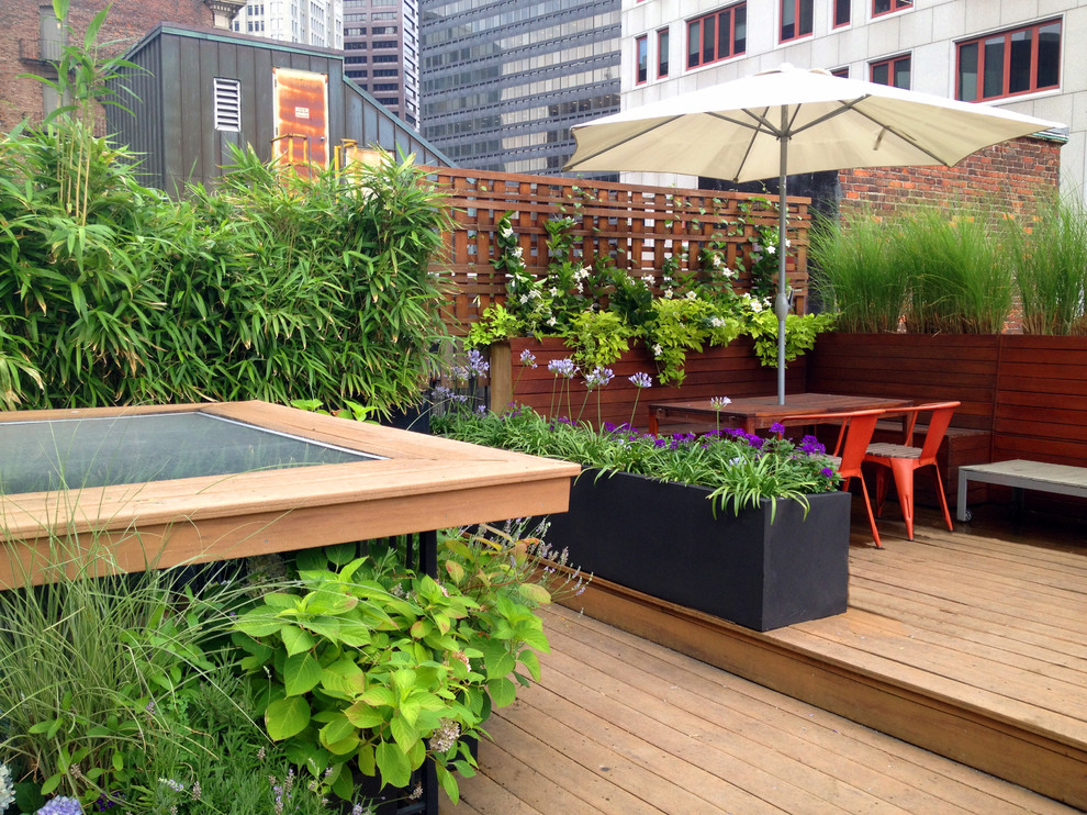 Inspiration for a contemporary rooftop deck in Boston.