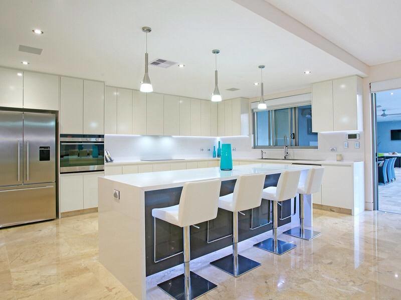 Contemporary kitchen in Sydney with marble floors.