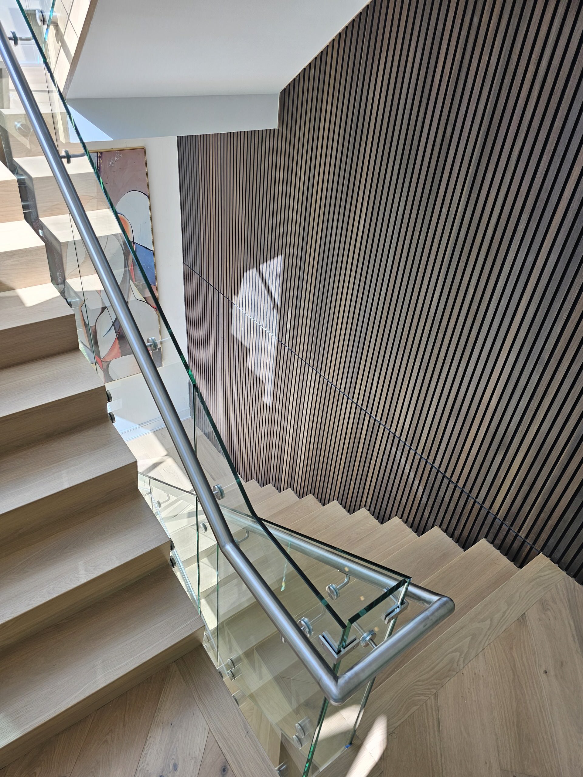 129_White Oak Slanted Riser Modern Stair, Mclean, VA 22102