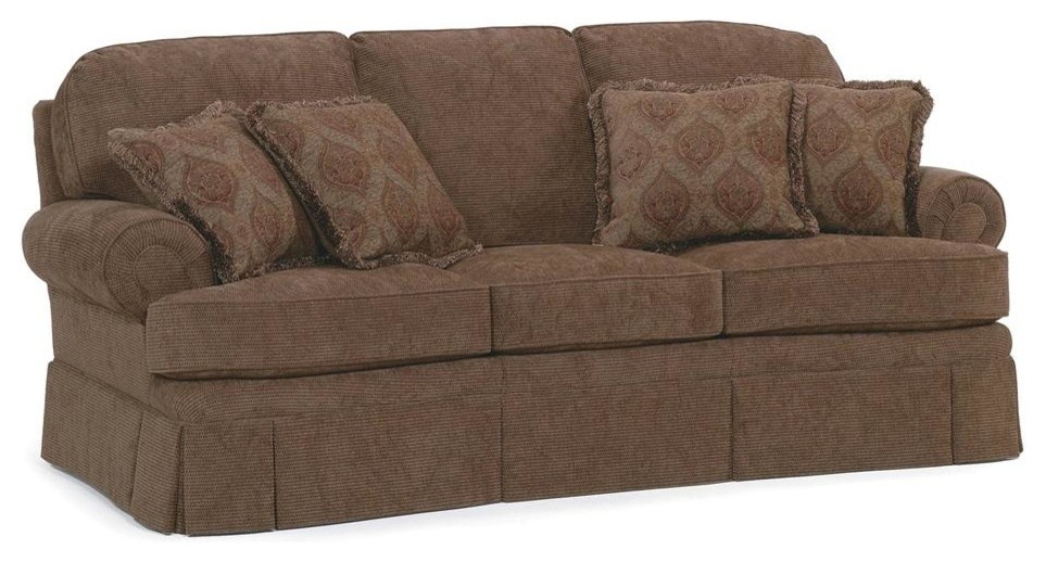 SemiAttached Back Sofa w Cushion (Fabric Amber) Traditional Sofas