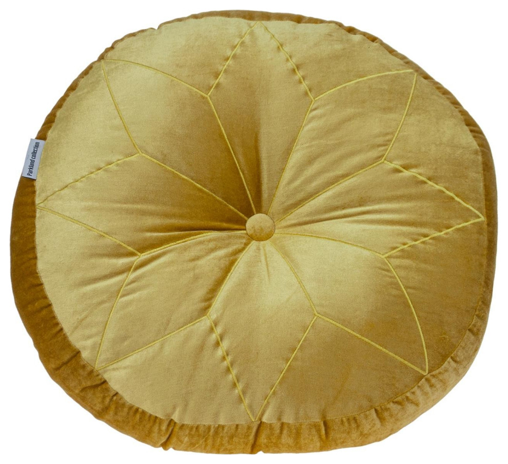 Round Tufted Yellow Velvet Floor Pillow