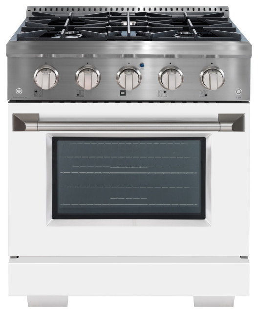 Ancona 30" 4.2 cu. ft. Dual Fuel Range Stainless Steel With White Door