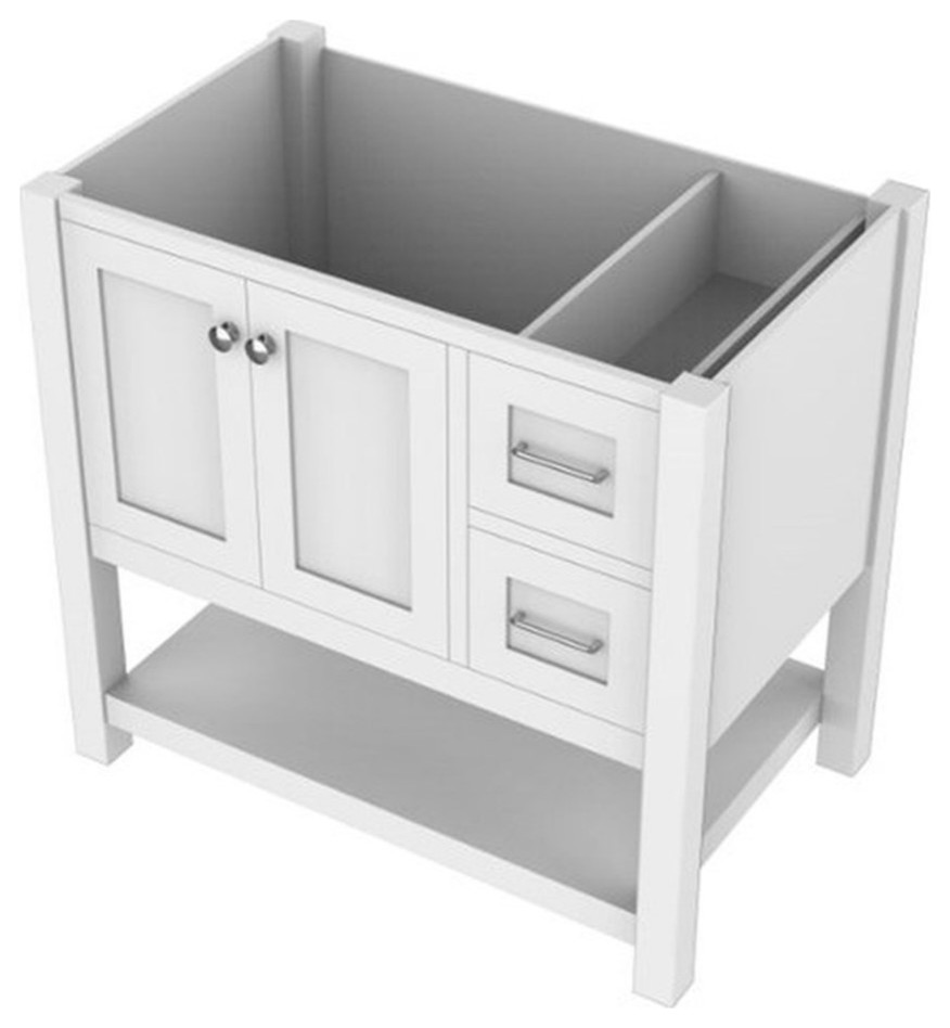 Alya Bath Wilmington 35"W Wood Vanity with No Top in White Finish Transitional Bathroom