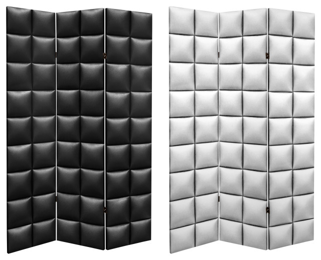 6' Tall Double Sided Glam Leather Print Canvas Room Divider