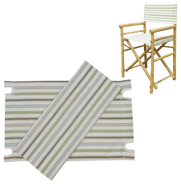 Set of 2 Canvas For Bamboo Director Chair, White Stripe