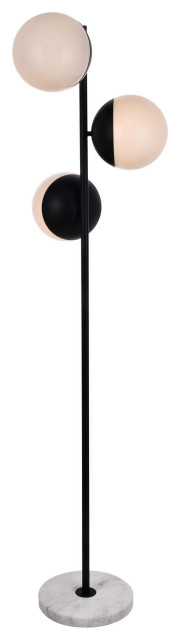 Eclipse 3-Light Floor Lamp, Black With Frosted White Glass