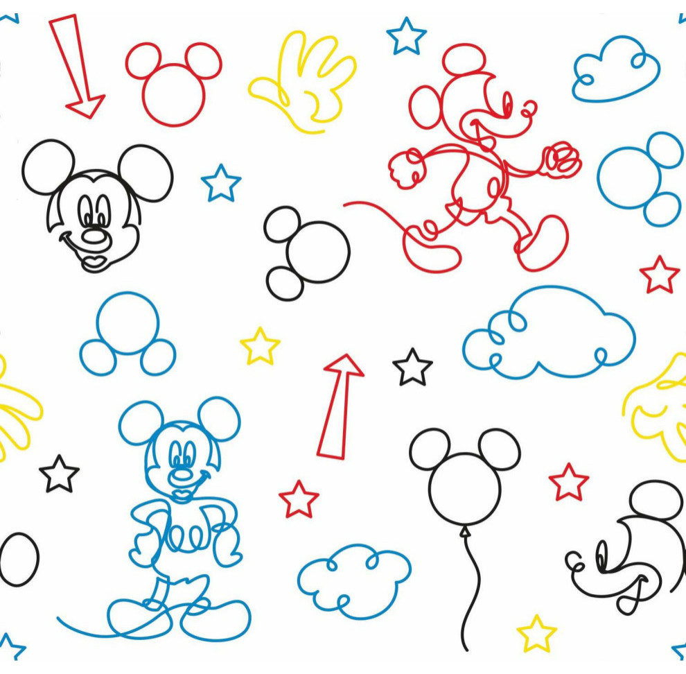 Disney Mickey Mouse Line Art Peel & Stick Wallpaper