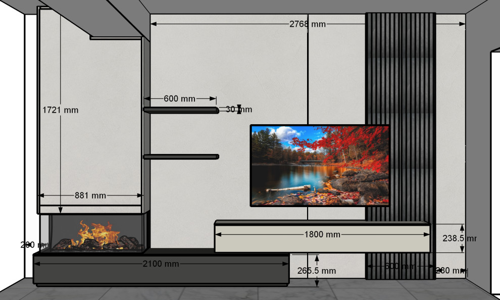Modern Media Wall with Feature Fireplace