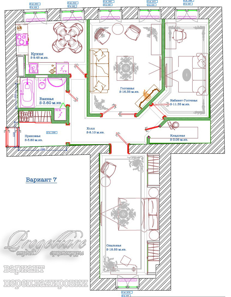 Дизайн квартиры 75 м.кв. в старом фонде Санкт-Петербурга