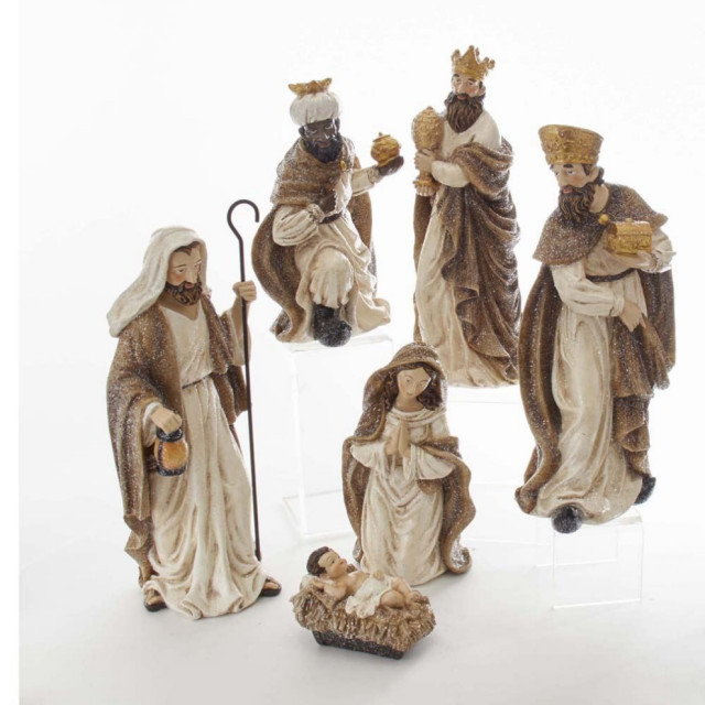 Kurt Adler 13" Glittered Nativity, 6Piece Set Holiday Accents And