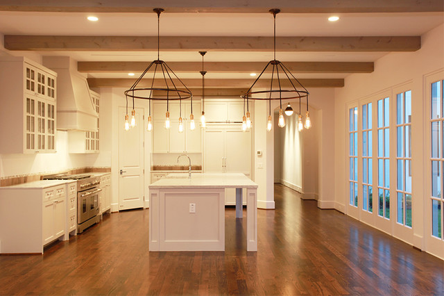 Reclaimed Wood Beams Transitional Kitchen Houston By The