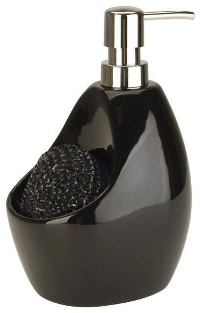 Umbra Joey Black Ceramic Soap Dispenser Pump And Scrubby Combo Umbra Joey Black Ceramic Soap Dispenser Pump And Scrubby Combo