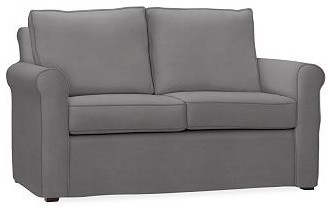 Cameron Roll Arm Slipcovered Love Seat, Polyester Wrap Cushions, everydaysuede(T