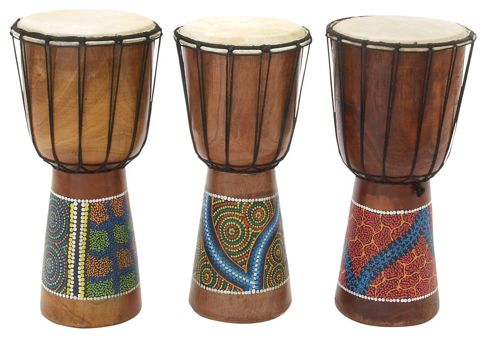 Wooden Drums, 3Piece Set, 8 x16 Contemporary World Globes by GwG