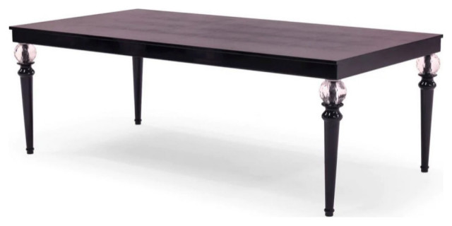 Zephyr Transitional Black Crocodile Lacquer and Crystal Dining Table