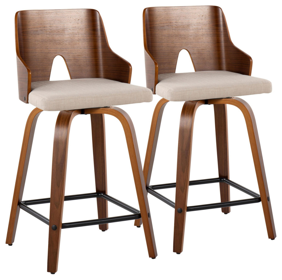 Ariana 24" FixedHeight Counter Stool, Set of 2 Midcentury Bar