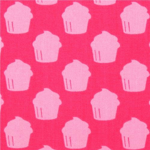 hot pink cupcake fabric Robert Kaufman Baked with Love