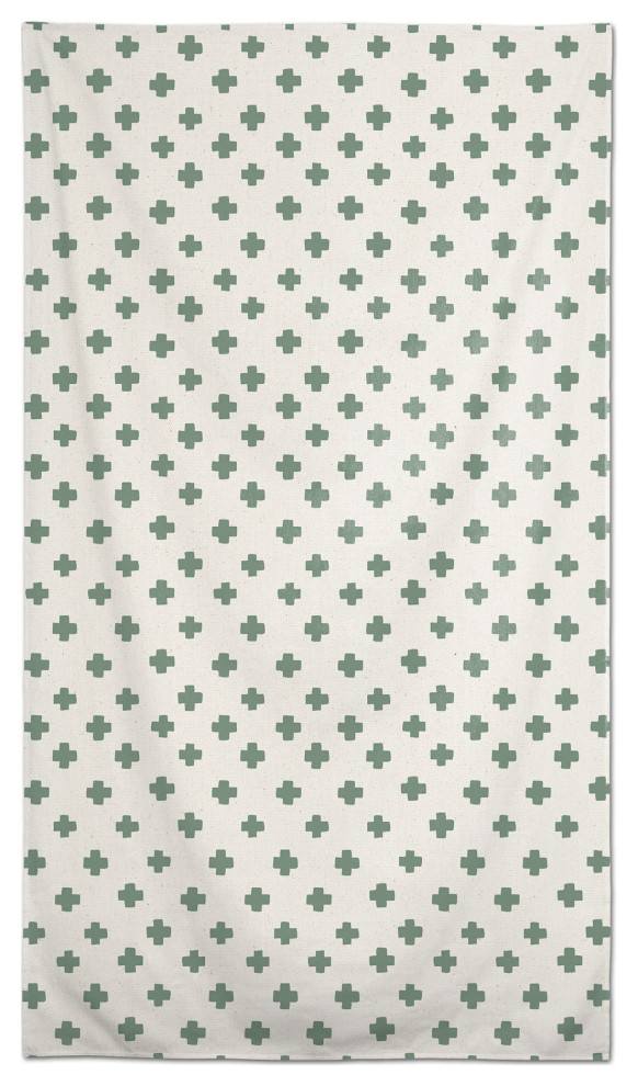 Swiss Cross Pattern Green 58 x 102 Outdoor Tablecloth