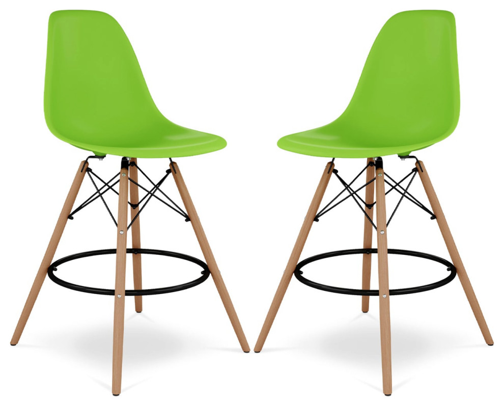 Pyramid Counter Stool, Green, 2Pack Modern Bar Stools And Counter