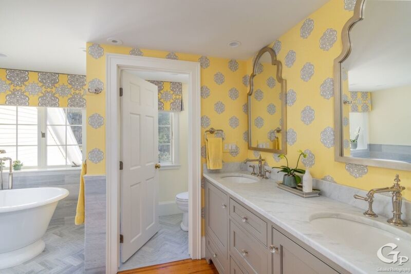 Yellow and Gray master bath