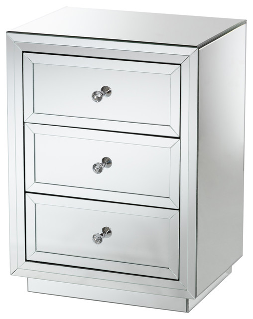 Aurora Hollywood Regency Glamour Mirrored 3 Drawer Nightstand Aurora Hollywood Regency Glamour Mirrored 3 Drawer Nightstand Bedside Table Contemporary Nightstands And Tables By Baxton Studio