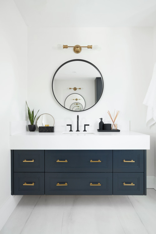 Gray Shaker Charm: Single Sink Bathroom Vanity Sink Inspirations