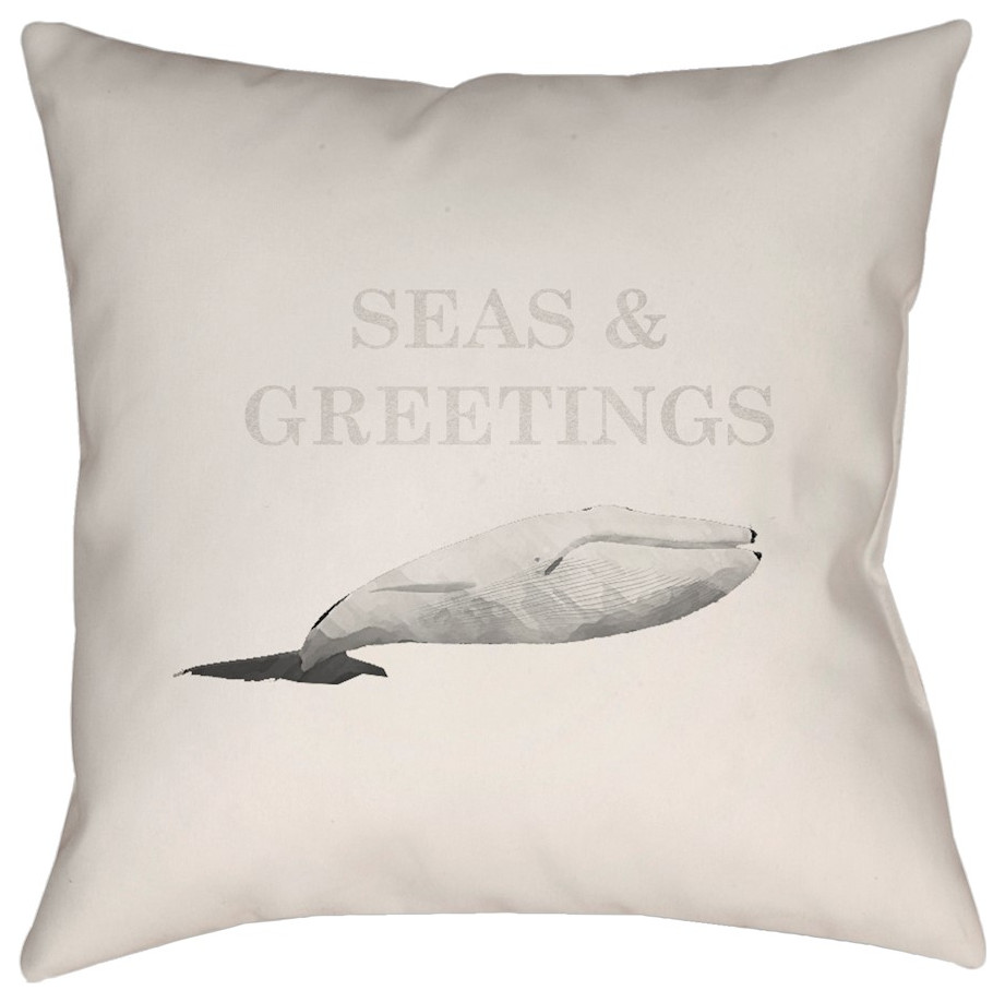 Seas & Greetings by Surya Poly Fill Pillow, Sand, 18' x 18'