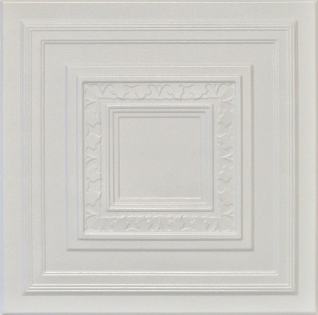 20"x20" Styrofoam Glue Up Ceiling Tiles, R31W Plain White Traditional
