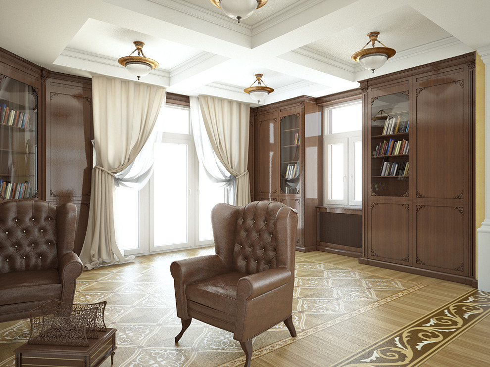 Библиотека на 1-м этаже. Проход через гостиную