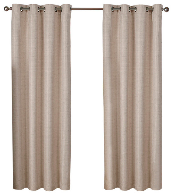 Raw Silk Thermal Grommet Top Window Curtain Panels Contemporary