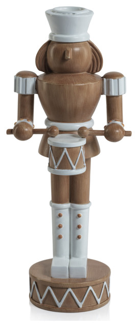 Gelsey 9.75" Tall Nutcracker With Drum Taper Candle Holder