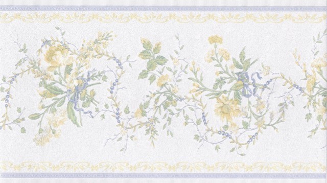 Wallpaper Border White Blue Yellow Elegant Fl Wallpaper Border White Blue Yellow Elegant Fl Prepasted