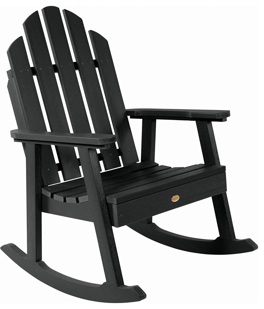 Patio Rocking Chair, Weatherproof Construction & Slatted Seat