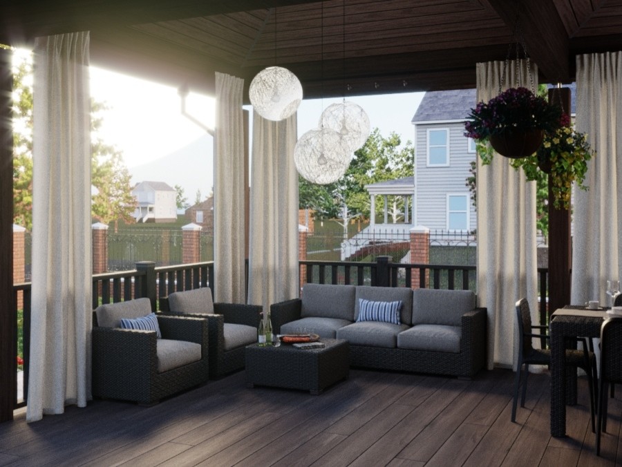 Терраса в загородном доме из бруса