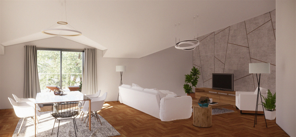 Space design with sloped roof