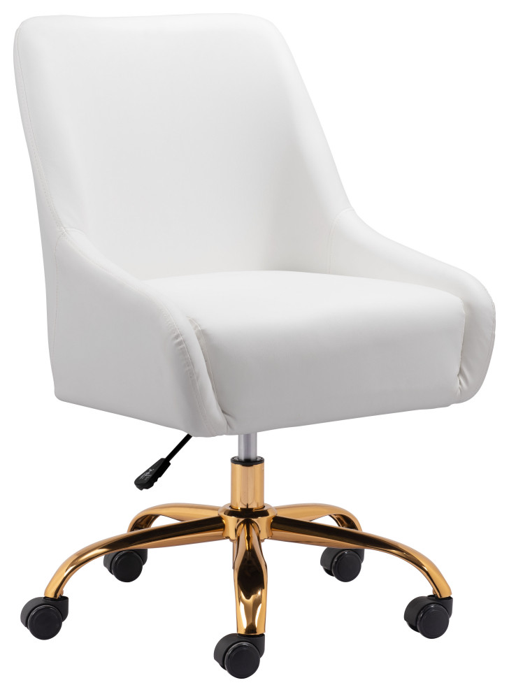 Madelaine Office Chair White & Gold Office Chairs by Furniture East
