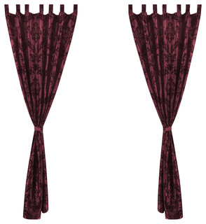 Vidaxl Baroque Taffeta Tab Top Curtains Burgundy 140x225 Cm Set