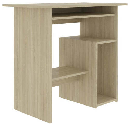 vidaXL Desk Computer Desk Home Office Desk Storage Sonoma Oak Engineered Wood