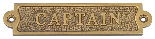 Captain Wall Sign, Antique Brass