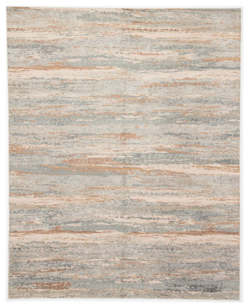 Kavi by Jaipur Living Bandi Knotted Abstract Light Blue/Tan Area Rug, 8'x10'