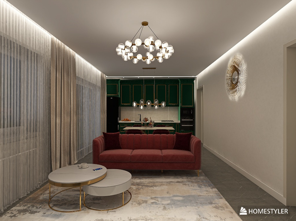 Кухня - гостиная в стиле ар деко