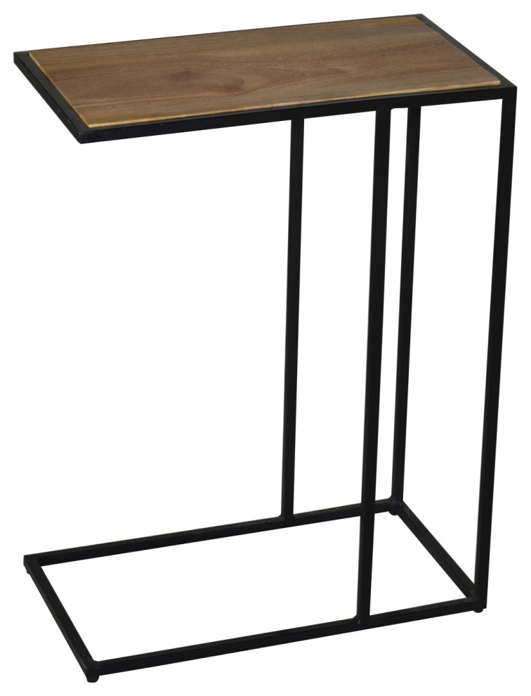 Bare Decor Toronto Accent CTable, Black Metal/Wooden Top, 18x10