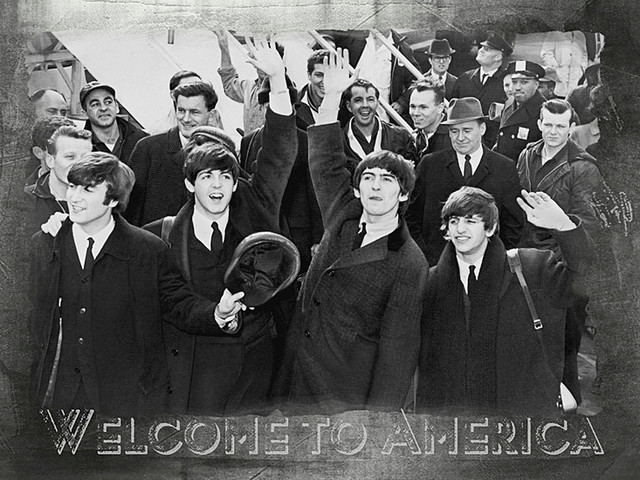 'Welcome to America Beatles' Graphic Art on Wrapped Canvas