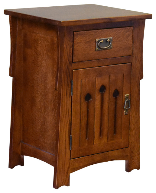 Mission Style Solid Quarter Sawn Oak Keyhole Nightstand Model A26 Craftsman Nightstands And Bedside Tables By Crafters And Weavers