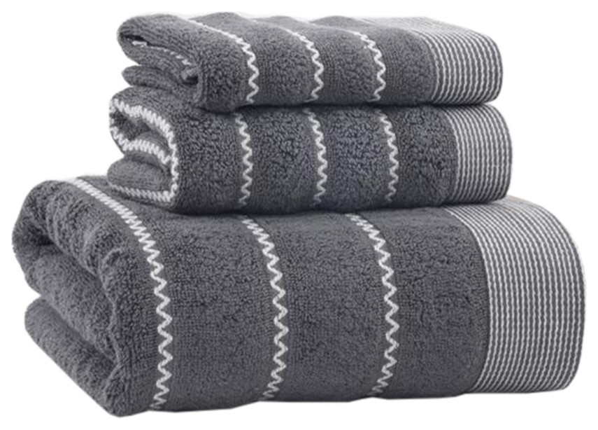 Elegant Bath Towel Hand Towel Thicken Towels Suit Body Towels Beach Towel Gray Modern Bath